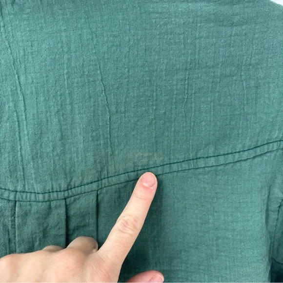 Free People Thalia Mini Shirtdress S Pullover Jacket Button Oversized Teal Boho - Picture 9 of 16